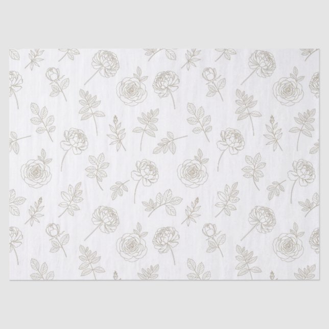 Minimal Botanical Line Art Pattern (8) Tissue Paper (Front)
