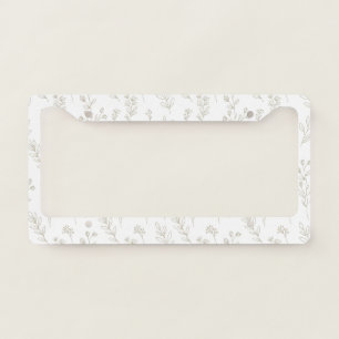 Minimal Botanical Line Art Pattern (9) License Plate Frame
