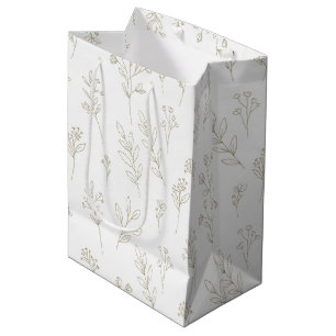 Minimal Botanical Line Art Pattern (9) Medium Gift Bag