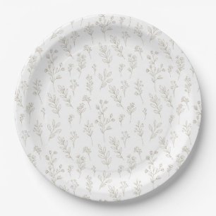 Minimal Botanical Line Art Pattern (9) Paper Plates