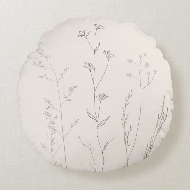Minimal Botanical Pillow - Soft Spring Wildflower (Front)