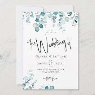 Minimal Botanical QR Code RSVP All In One Wedding Invitation