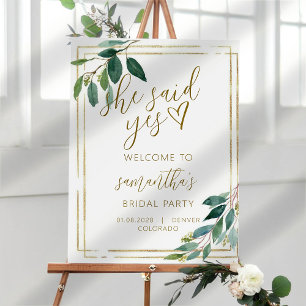 Minimal Botanical Script Bridal Shower Sign