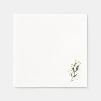 Minimal Botanical | Soft Greenery & Gold Accent Napkins