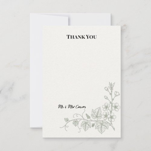 Minimal Botanical Sprig Wedding Thank You Card