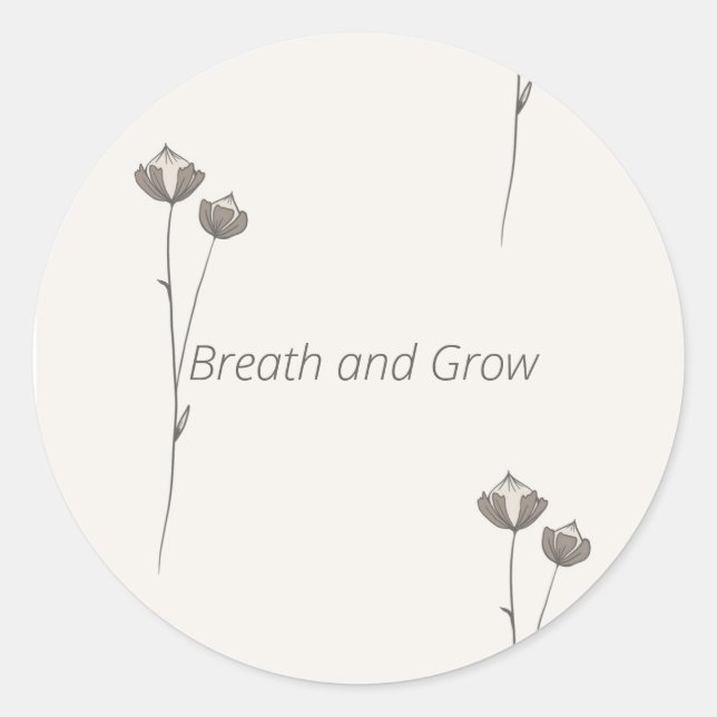Minimal Botanical Sticker - Breathe and Grow (Front)