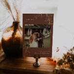 Minimal Botanical Terracotta | Table Number Card<br><div class="desc">Featuring your own photos - think engagment photos, childhood photos, relationship photos. These table number cards are a unique way to showcase your favorite photos. Table numbers enhance the look of your tablescape and put the finishing touch on your special day. Personalized text printing of the names or numbers of...</div>