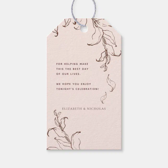 Minimal Botanical Terracotta Wedding Thank You Gift Tags | Zazzle