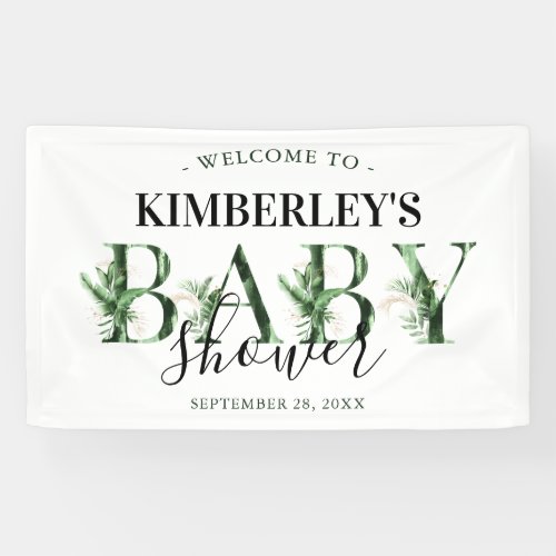 Minimal Botanical Tropical Greenery Baby Shower Banner