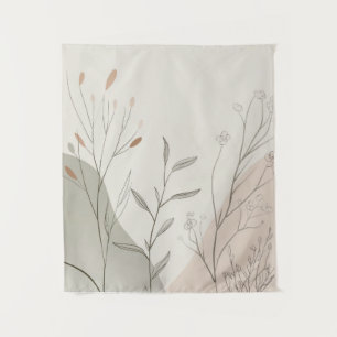 Minimal Botanical Wall Clock – Abstract Wildflower Tapestry