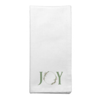 Minimal Botanical Watercolor Wreath Joy Christmas Cloth Napkin