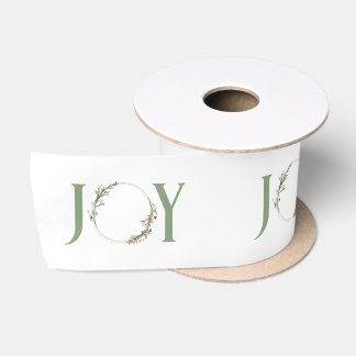 Minimal Botanical Watercolor Wreath Joy Satin Ribbon