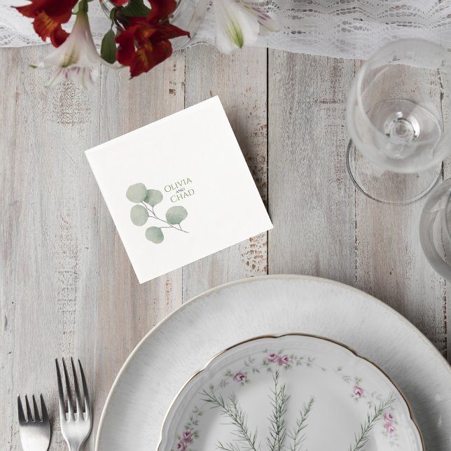 Minimal Botanical Wedding Drink Napkins (Creator Uploaded)