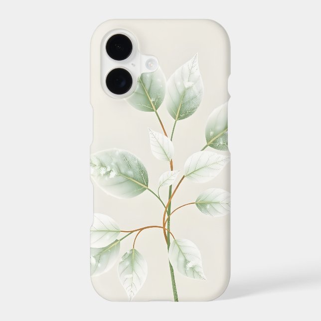 Minimal botanical winter leaves i iphone case (Back)