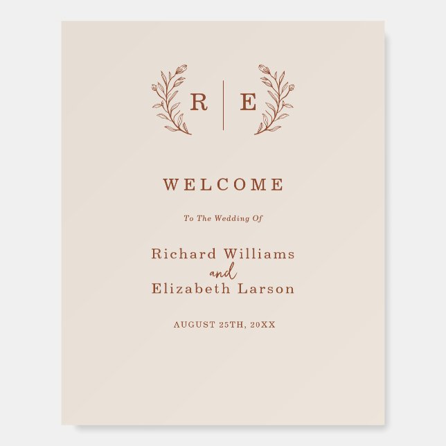 Minimal Botanical Wreath Monogram Foam Board (Front)