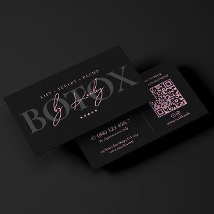 Minimal Botox Injector Aesthetic MedSpa Pink Black Business Card
