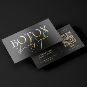 Minimal Botox Specialist Black Signature Gold Foil Business Cards