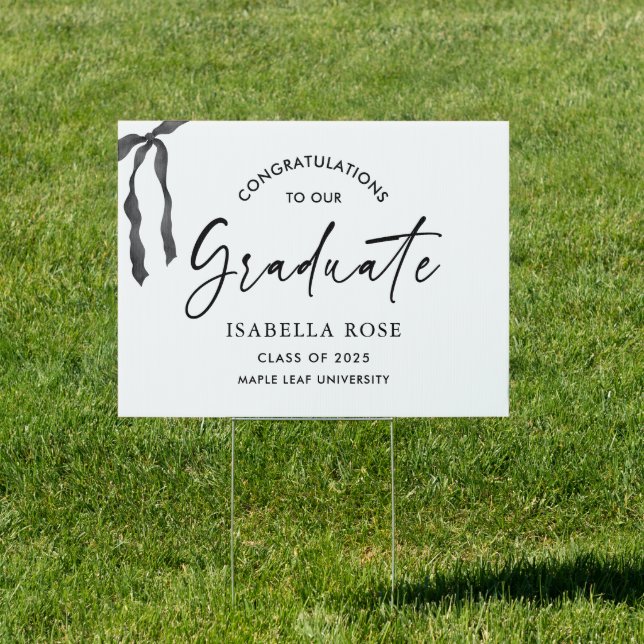 Minimal Bow class of 2025 Graduation Yard Outdoor Sign (Insitu)