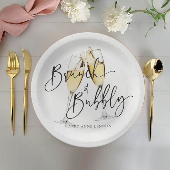 Minimal Bridal Brunch and Bubbly  Paper Plates (Creator Uploaded)