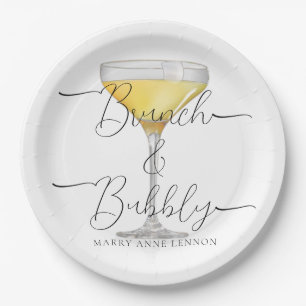 Minimal Bridal Brunch and bubbly Party Paper Plates