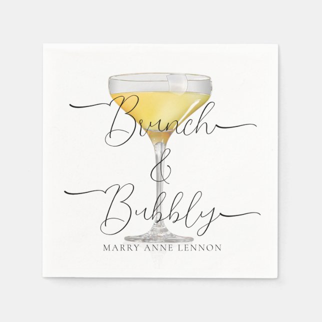 Minimal Bridal Brunch Champagne Cocktail Napkins (Front)