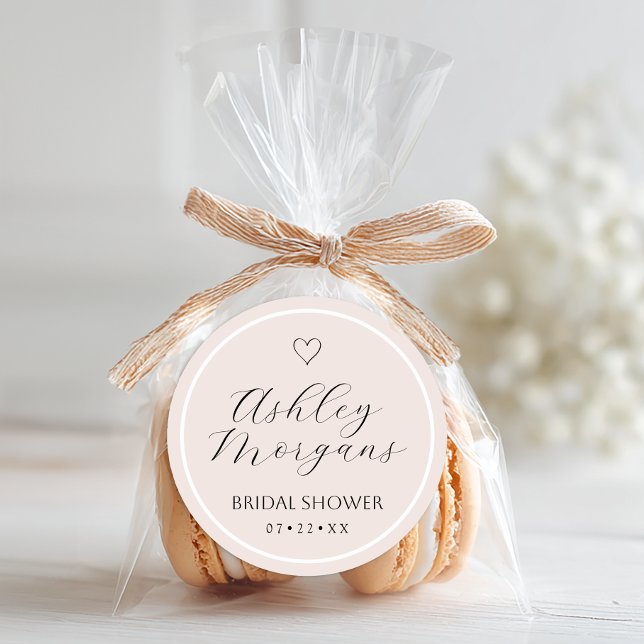 Minimal Bridal Shower Favor Sticker | Blush Script (Bridal Shower Favor Sticker)