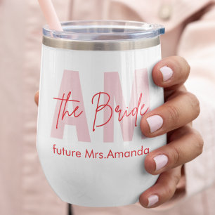 Minimal Bride Wine Tumbler Custom Name & Initial