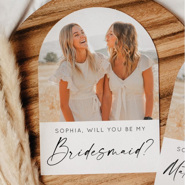 Minimal Bridesmaid Proposal Card with Photo (Bridesmaid Proposal Card)