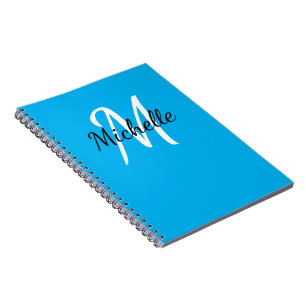 Minimal Bright Blue Monogrammed Notebook