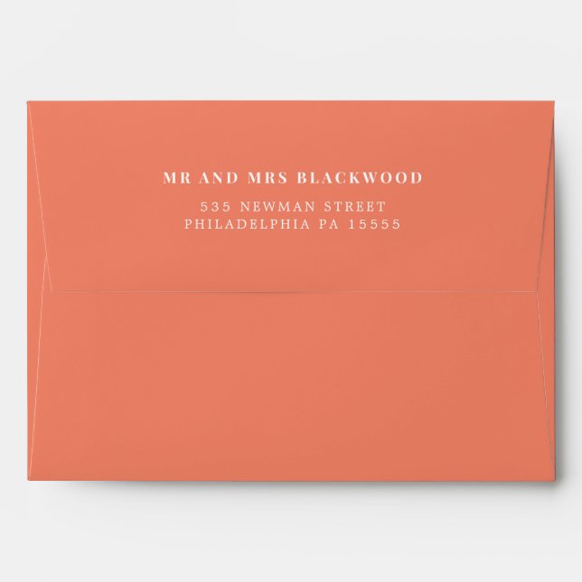 Minimal Bright Coral Peach Pink Return Address  Envelope (Back (Top Flap))