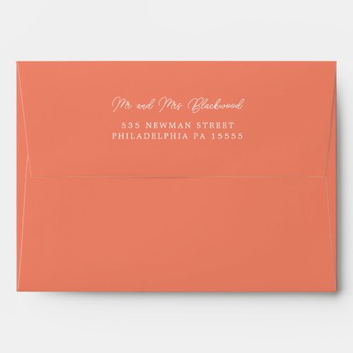 Minimal Bright Coral Peach Pink Script Address Envelope