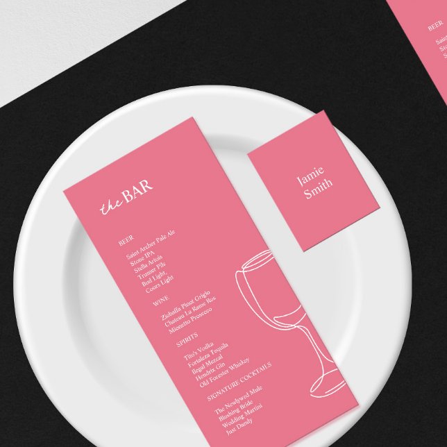 Minimal bright pink Wedding Bar menu (Creator Uploaded)