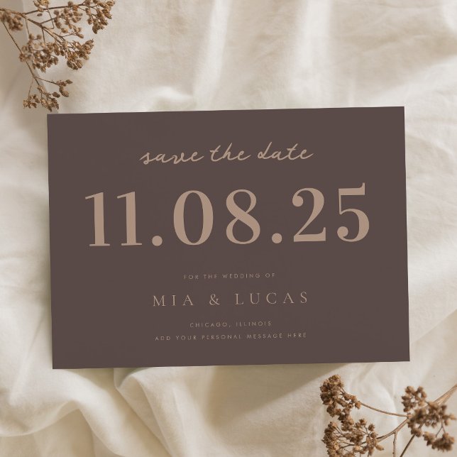 Minimal Brown Chic Wedding Date Non-Photo Save The Date (Creator Uploaded)