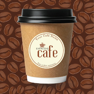 Minimal Brown Coffee Shop Personalized Branding Classic Round Sticker