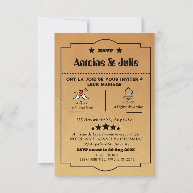 minimal brown Elegance wedding  RSVP Card (Front)