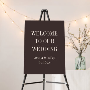Minimal Brown Elegant Custom Wedding Welcome Sign