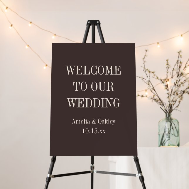 Minimal Brown Elegant Custom Wedding Welcome Sign (In Situ (Stand))