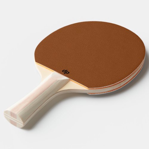 Minimal Brown Leather Texture Black Monogram Ping Pong Paddle