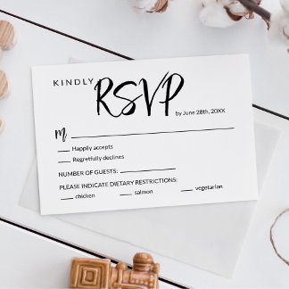 Minimal Brush Calligraphy Wedding RSVP Card