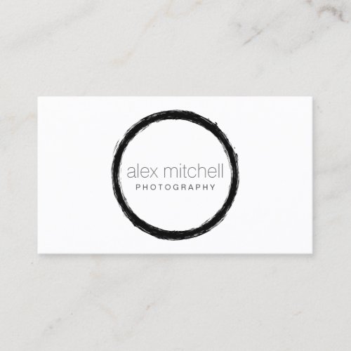 Minimal Brushstroke Circle Photographer Business Card