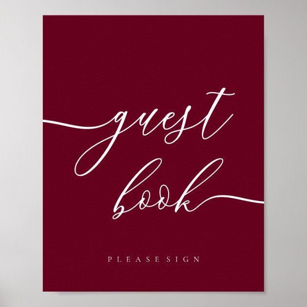 Minimal Burgundy Ceremony Party Celebration Guest Poster