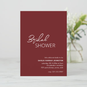 Minimal Burgundy Modern Bridal Shower Invitation