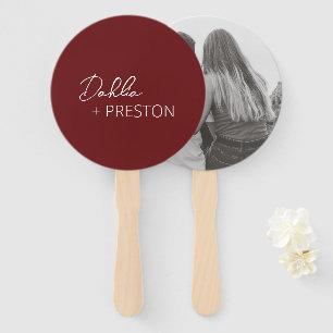 Minimal Burgundy Modern Wedding Hand Fan