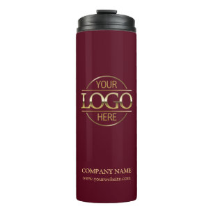 Minimal Burgundy Promotional Company Business Logo Thermal Tumbler