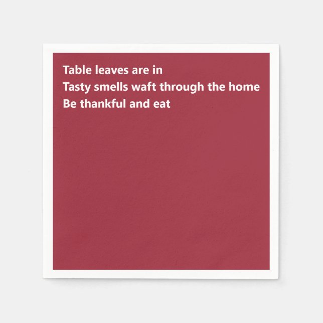 Minimal Burgundy Thanksgiving Modern Thankful Poem Napkins (Front)