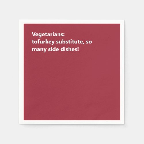 Minimal Burgundy Vegetarian Thanksgiving Haiku Napkins