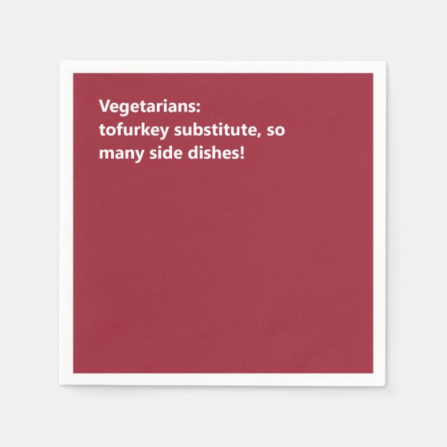 Minimal Burgundy Vegetarian Thanksgiving Haiku Napkins (Front)