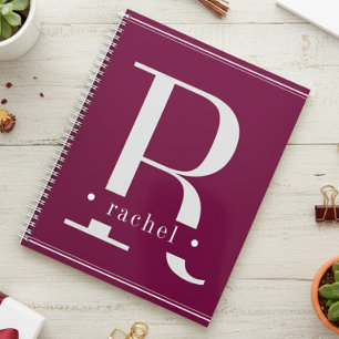 Minimal Burgundy & White Monogram Planner