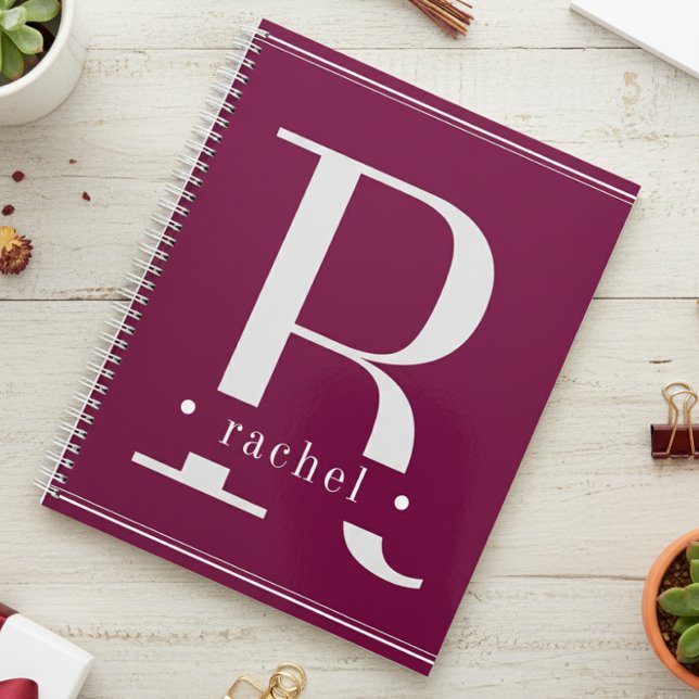 Minimal Burgundy & White Monogram Planner (Creator Uploaded)