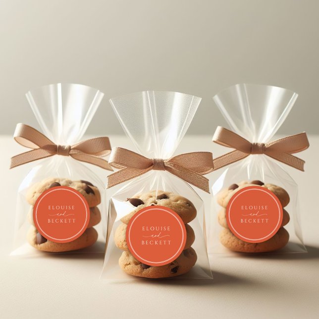 Minimal Burnt Orange Round Wedding Sticker (Creator Uploaded)